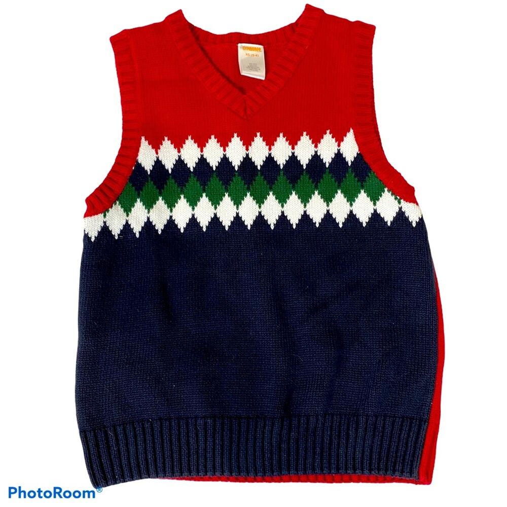 GYMBOREE sweater vest boys 3T ACE PILOT Diamond Argyle XS 3T 4T